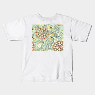 Robin's egg blue floral mandala Kids T-Shirt